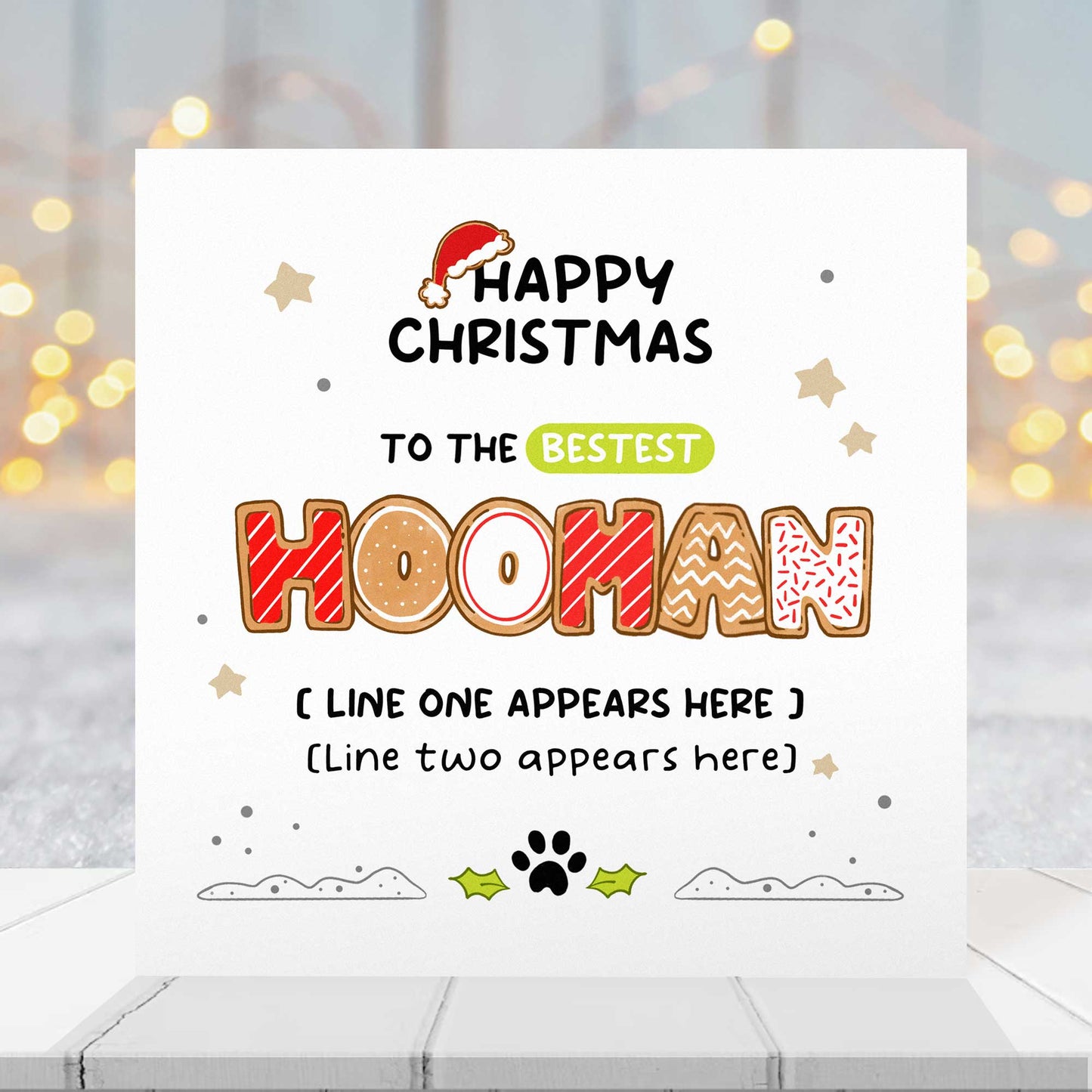 Personalised Christmas Card from the Pet – Bestest Hooman Biscuit Design