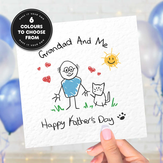 Cat Grandad & Me Fathers Day Card