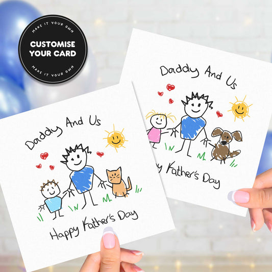 Daddy & Us Father's Day Card From Child And Pet