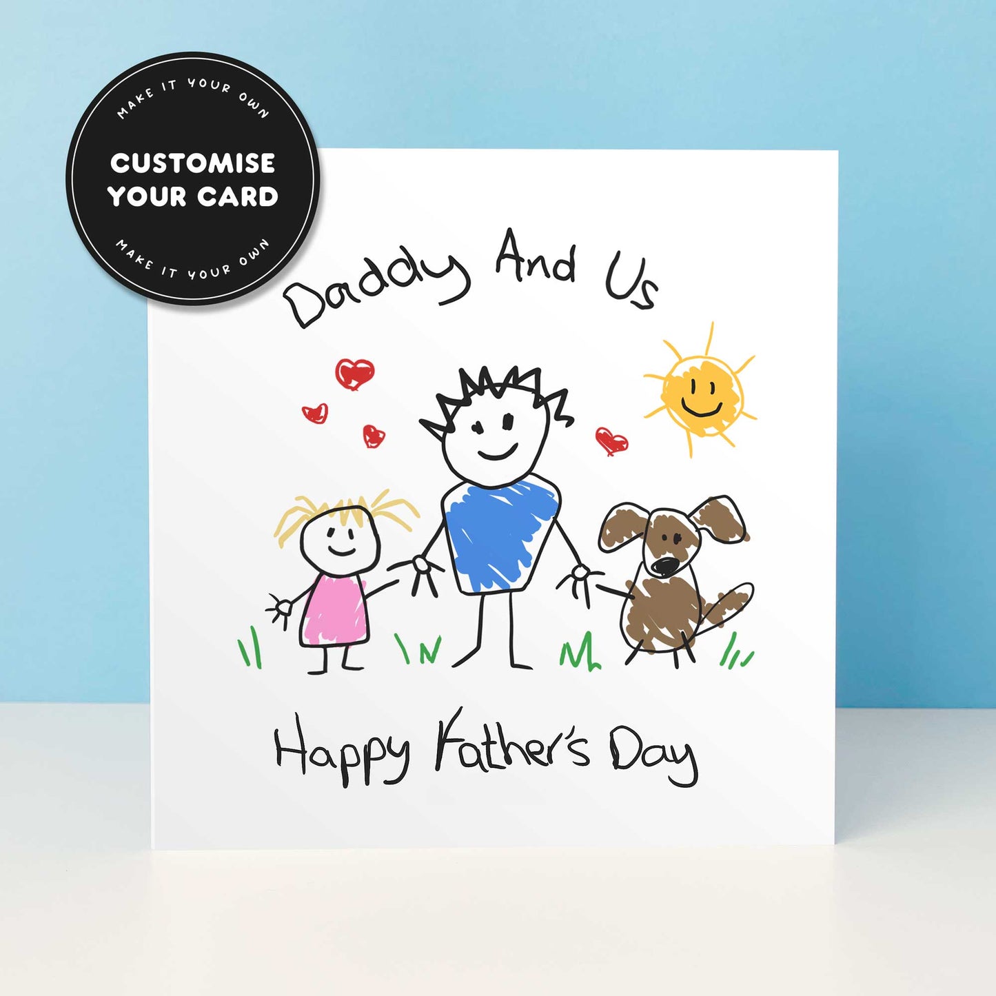 Daddy & Us Father's Day Card From Child And Pet