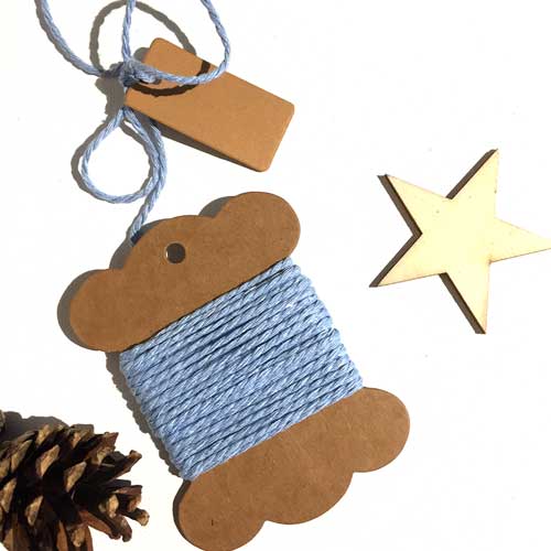 Roll of sky blue colored twine string.
