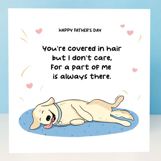 Golden Retriever with poem celebrating Father's Day.