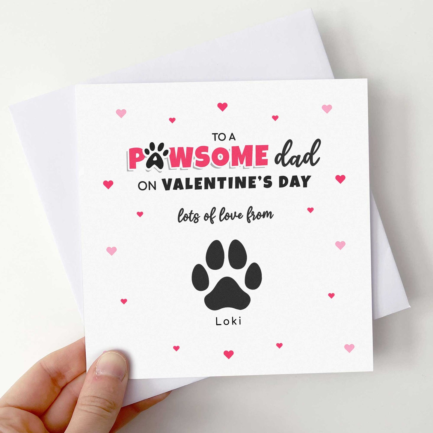 Pet Dad Valentines Card from Pets – Personalised Paw Print Card