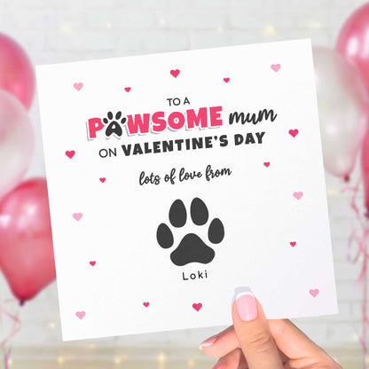 Pet Mum Valentines Card from Pets – Personalised Paw Print Card