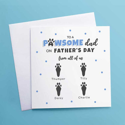 Grandad Father's Day Card from Pets – Personalised Paw Prints