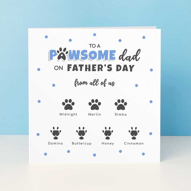 Grandad Father's Day Card from Pets – Personalised Paw Prints
