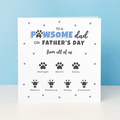 Grandad Father's Day Card from Pets – Personalised Paw Prints