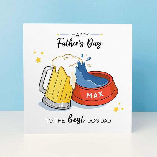 Dog Dad Father’s Day Card With Personalised Dog Bowl