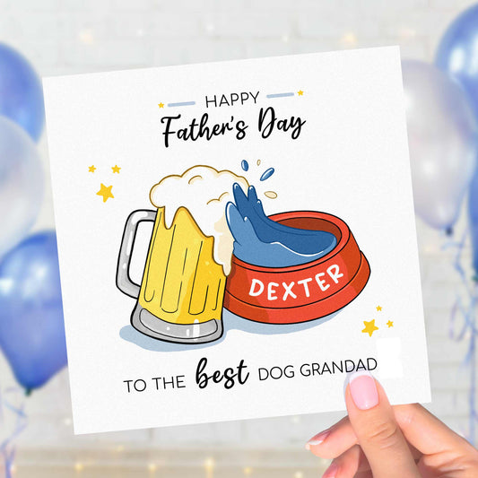 Dog Grandad Father’s Day Card With Personalised Dog Bowl