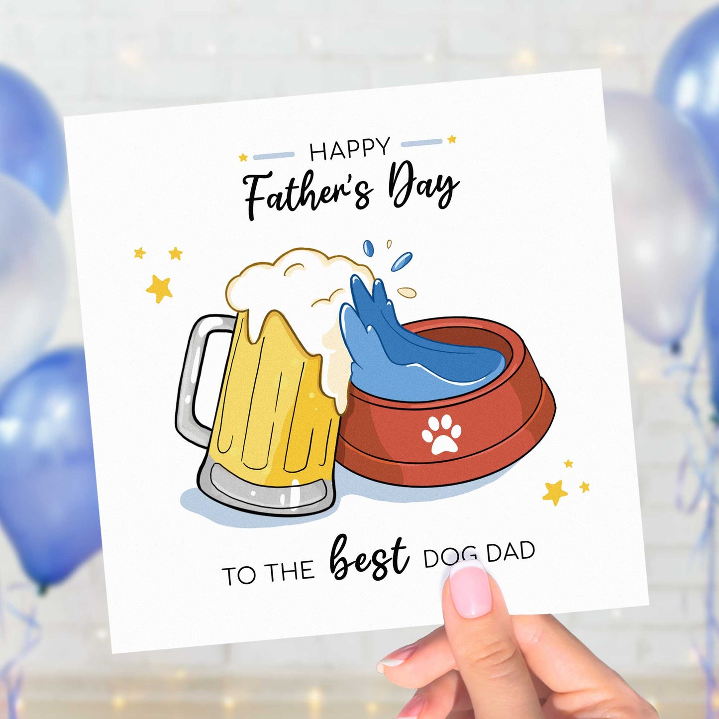 Dog Dad Father’s Day Card With Personalised Dog Bowl