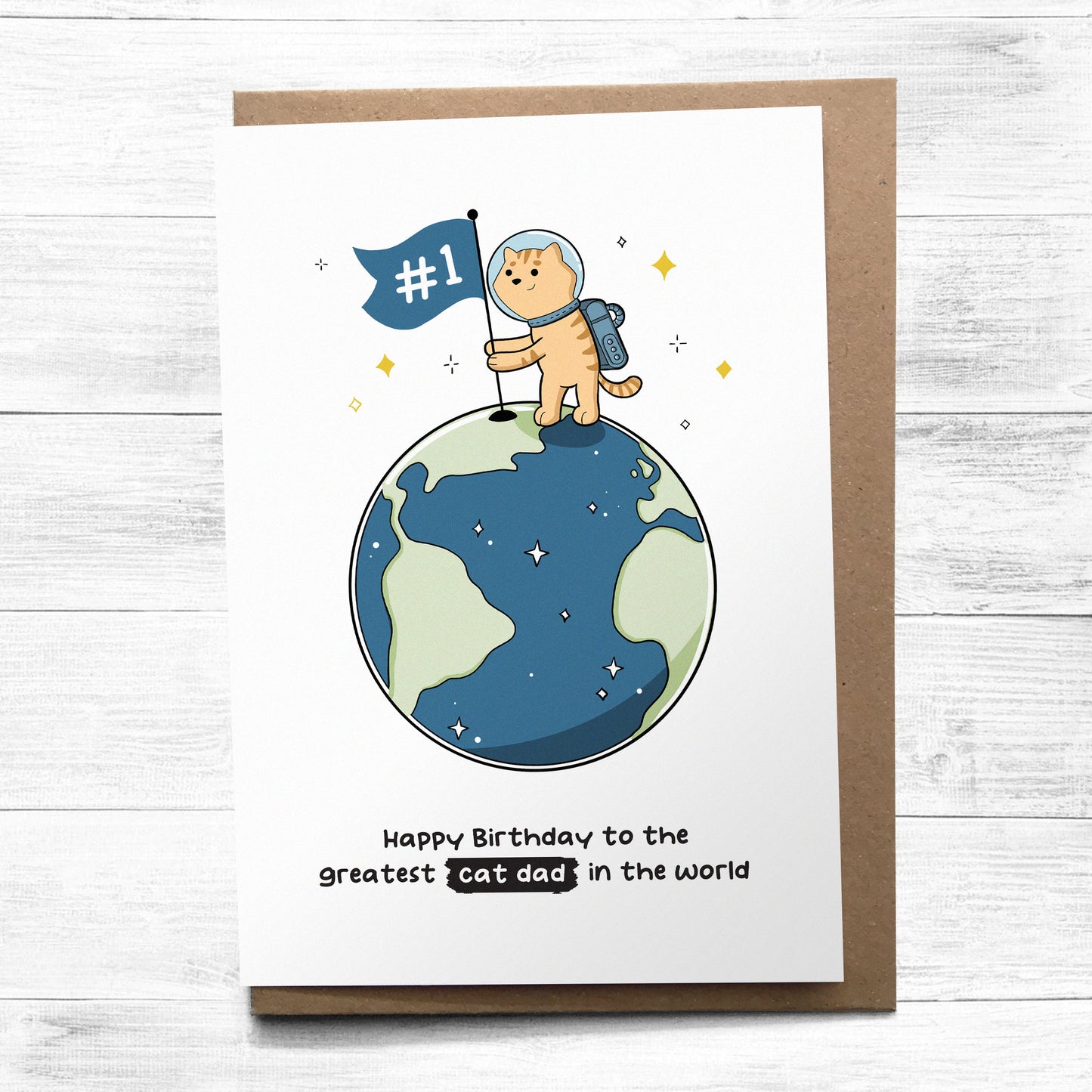 Worlds Greatest Cat Dad Birthday Card