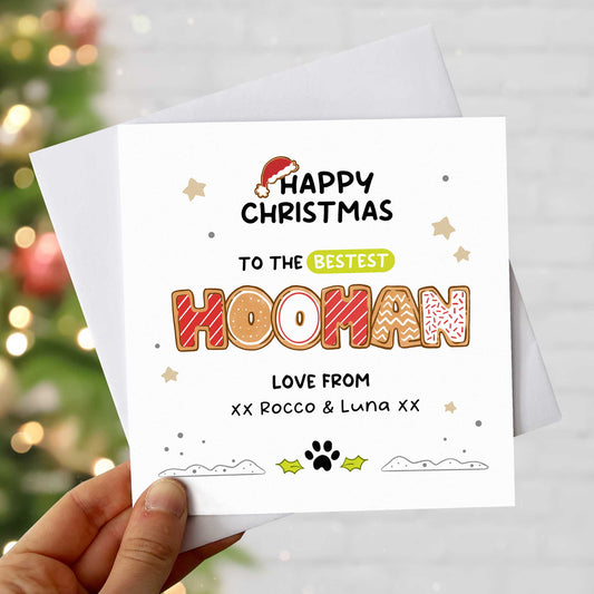 Personalised Christmas Card from the Pet – Bestest Hooman Biscuit Design