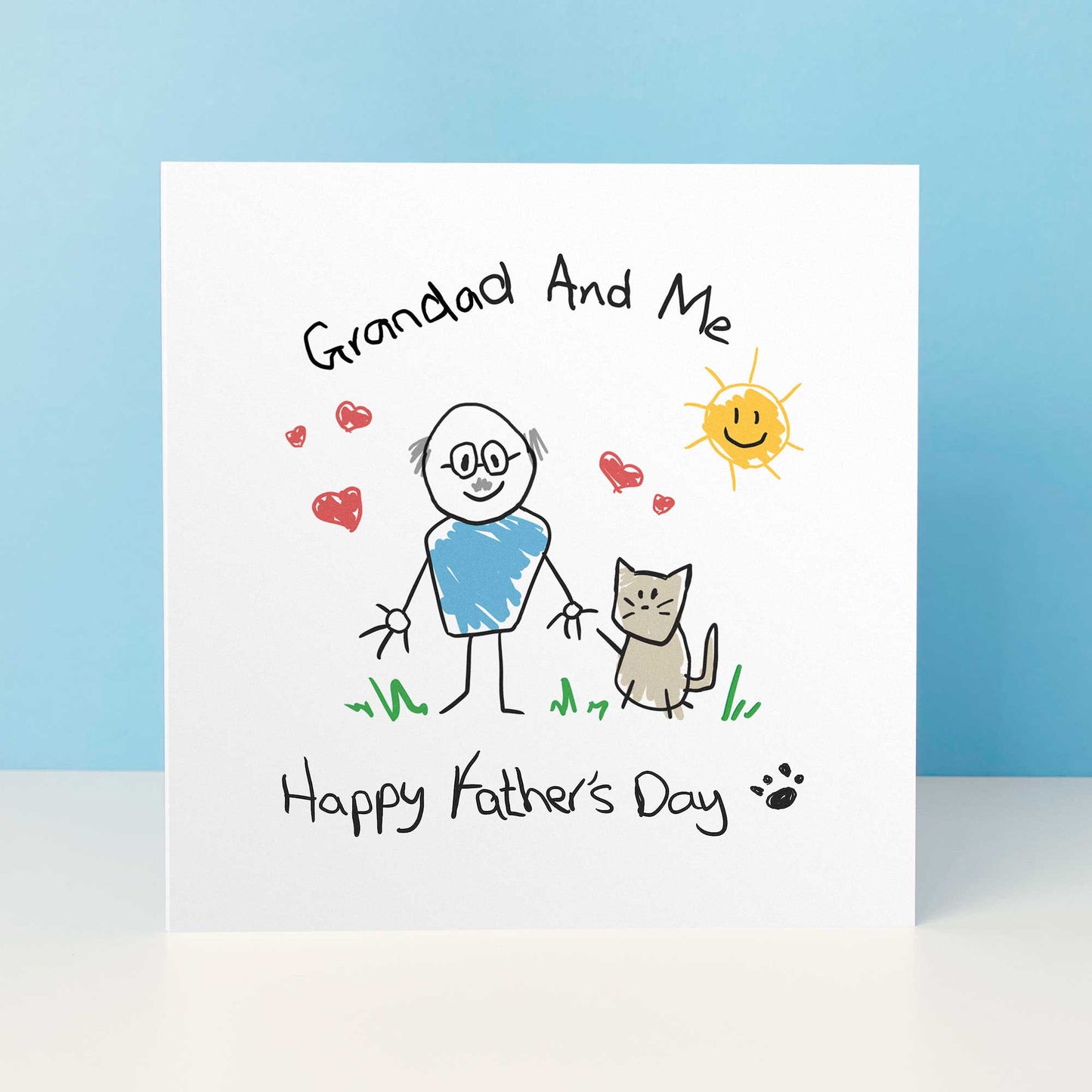 Cat Grandad & Me Fathers Day Card