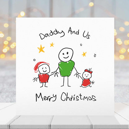Family Portrait Christmas Card for Dad – From Child & Dog