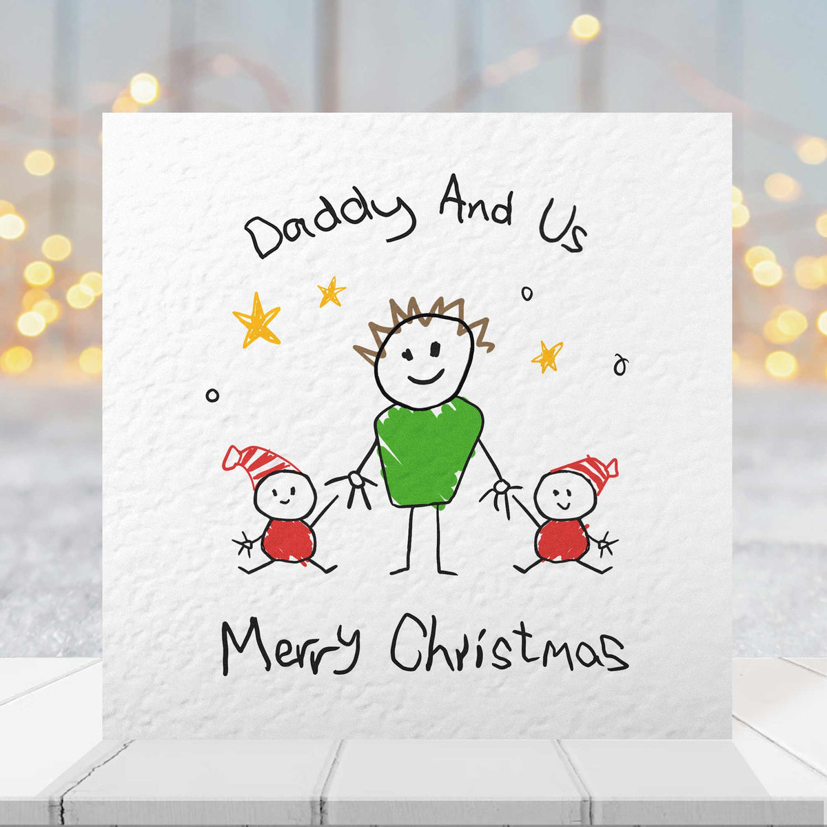 Family Portrait Christmas Card for Dad – From Child & Dog
