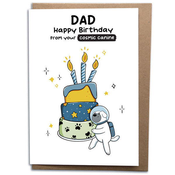 Comic Cake Card From The Dog, Dog Dad Birthday Card | Paper Crate UK