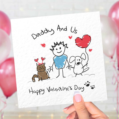 Dad Valentines Card From Pets – Personalised Daddy & Us Design