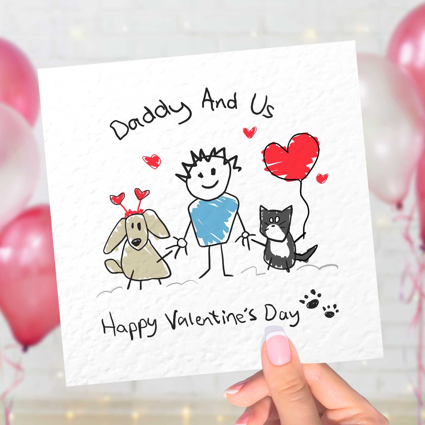 Dad Valentines Card From Pets – Personalised Daddy & Us Design