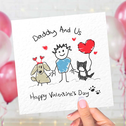 Dad Valentines Card From Pets – Personalised Daddy & Us Design