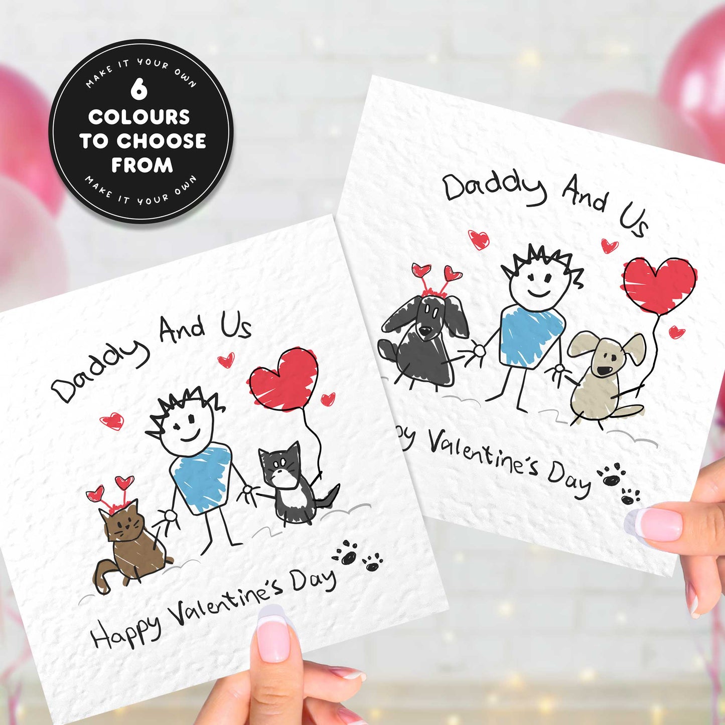 Dad Valentines Card From Pets – Personalised Daddy & Us Design