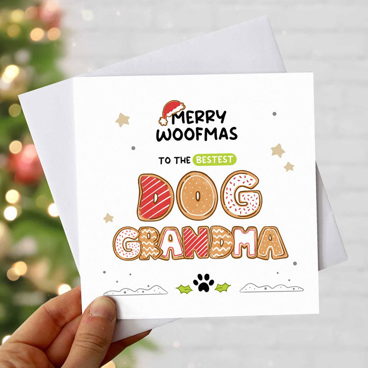 Merry Woofmas Dog Grandma Christmas Card