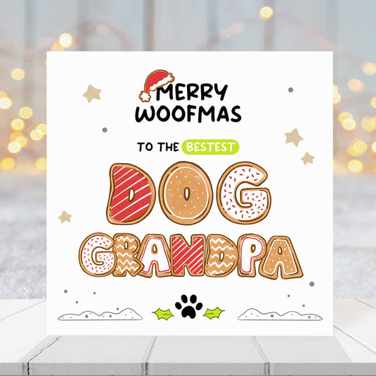 Merry Woofmas Dog Grandpa Christmas Card