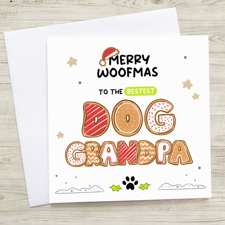 Merry Woofmas Dog Grandpa Christmas Card