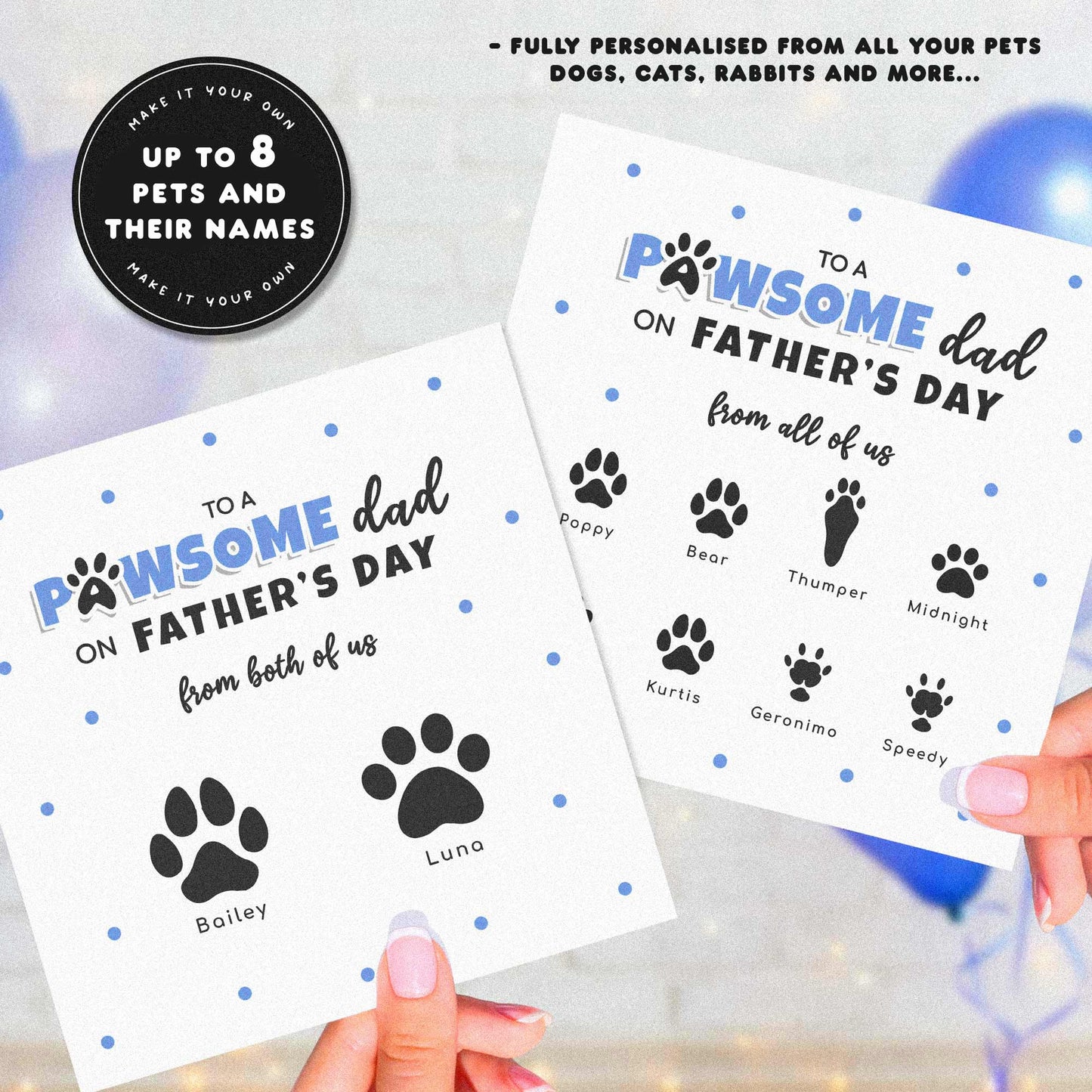 Personalised Fathers Day Card from Pets – Custom Paw Prints
