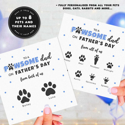 Personalised Fathers Day Card from Pets – Custom Paw Prints