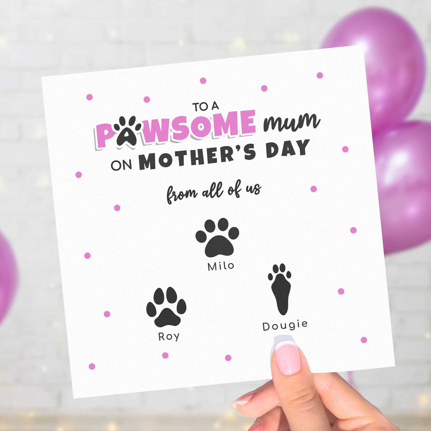 Personalised Pet Mum Mother’s Day Card – Paw Print Gift from Pets