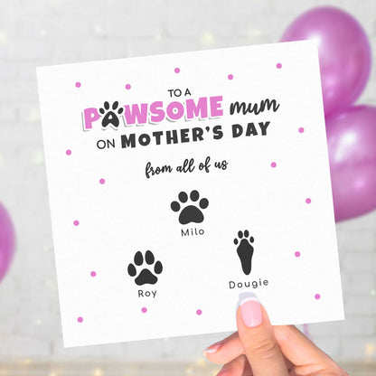 Personalised Pet Mum Mother’s Day Card – Paw Print Gift from Pets