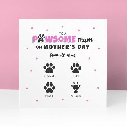 Personalised Pet Mum Mother’s Day Card – Paw Print Gift from Pets