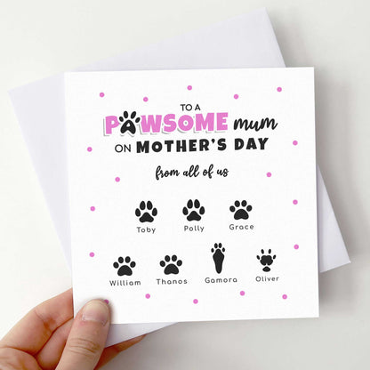 Personalised Pet Mum Mother’s Day Card – Paw Print Gift from Pets