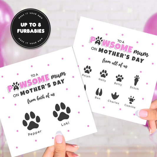 Personalised Pet Mum Mother’s Day Card – Paw Print Gift from Pets