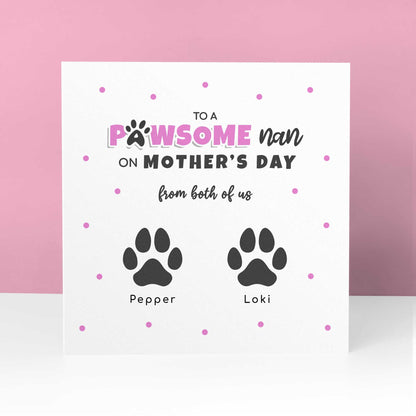 Grandma Mother’s Day Card From Pets – Personalised Paw Print Card