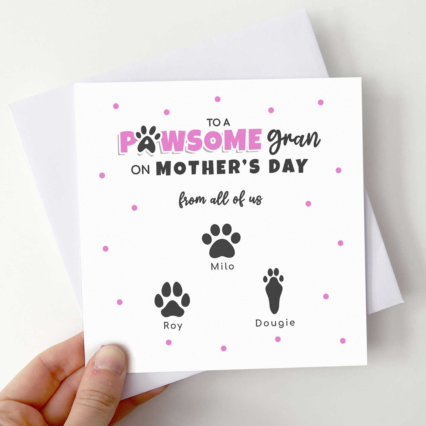 Grandma Mother’s Day Card From Pets – Personalised Paw Print Card
