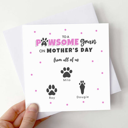 Grandma Mother’s Day Card From Pets – Personalised Paw Print Card