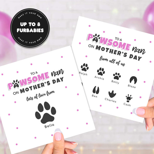 Grandma Mother’s Day Card From Pets – Personalised Paw Print Card