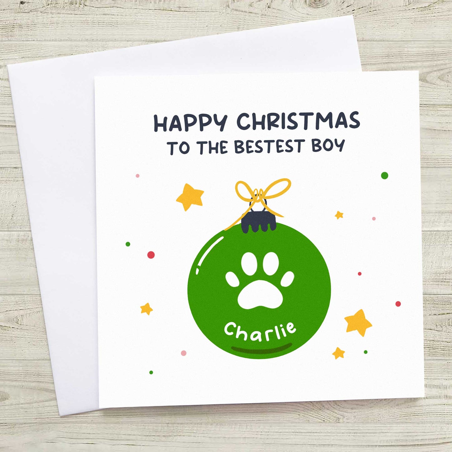 Christmas Card for Dogs & Pets – Personalised Bauble Design