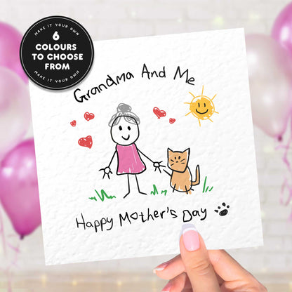 Cat Grandma Mother's Day Card – Personalised Cute Grandma & Me