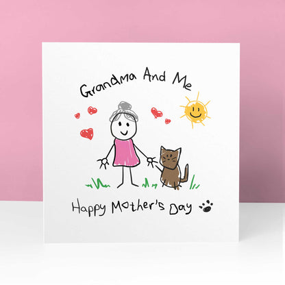 Cat Grandma Mother's Day Card – Personalised Cute Grandma & Me