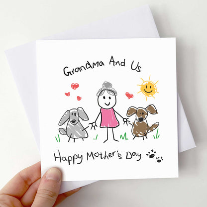Grandma Mother’s Day Card From Pets – Personalised Dog & Cat
