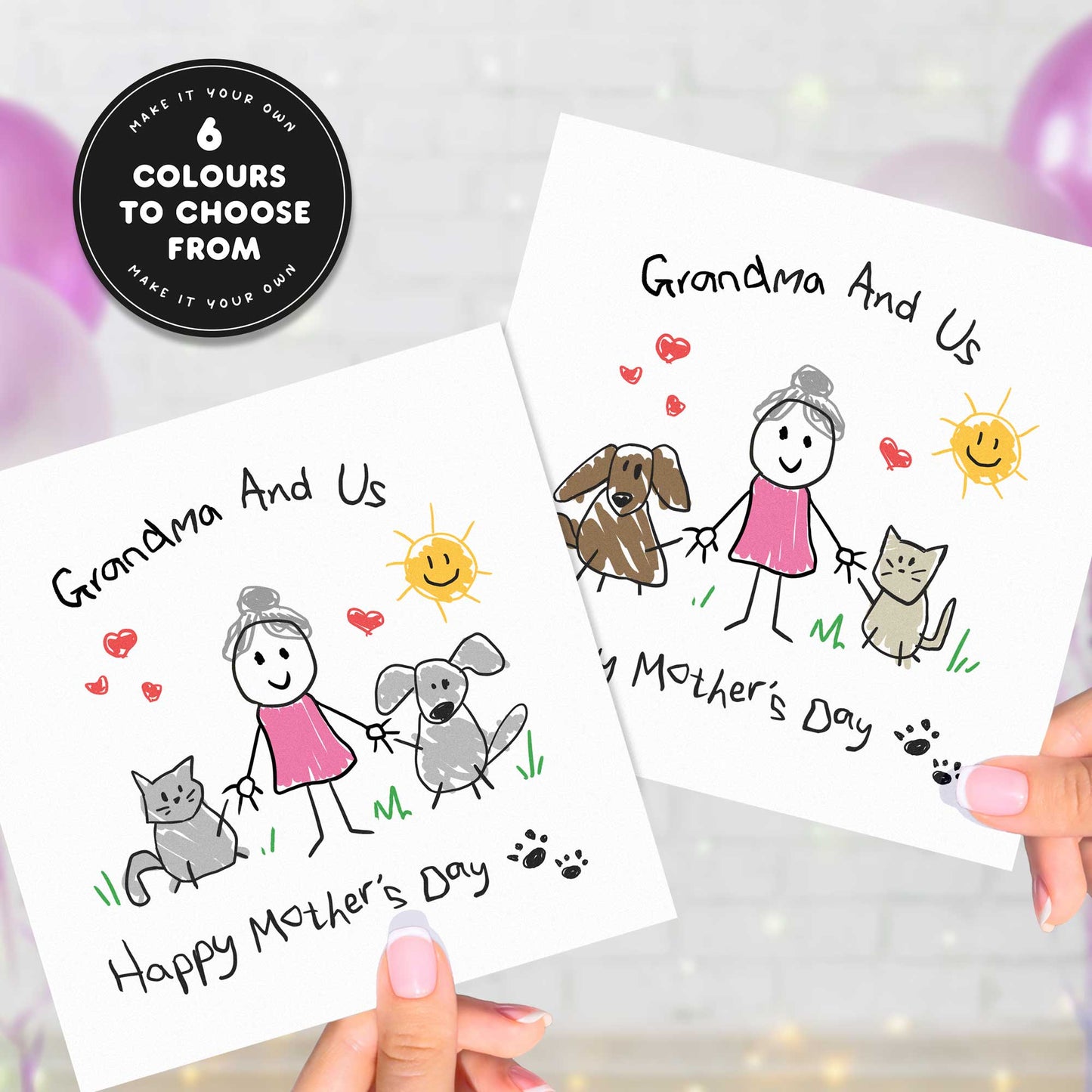 Grandma Mother’s Day Card From Pets – Personalised Dog & Cat