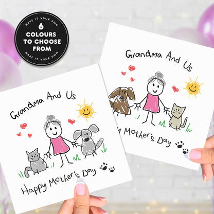 Grandma Mother’s Day Card From Pets – Personalised Dog & Cat