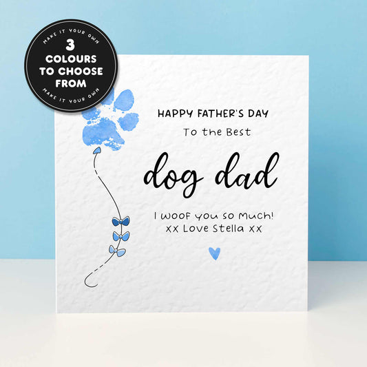 Personalised Dog Fathers Day Card for Dad – Paw Print Balloon