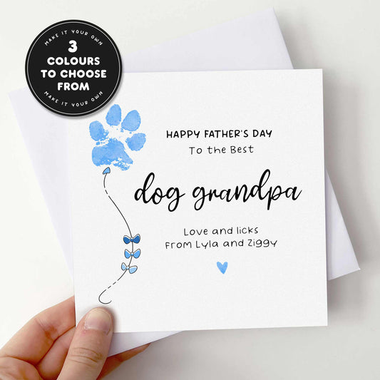 Personalised Dog Fathers Day Card For Grandad – Paw Print Balloon