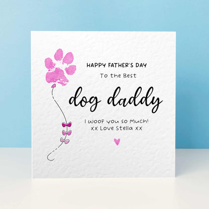 Personalised Dog Fathers Day Card For Grandad – Paw Print Balloon