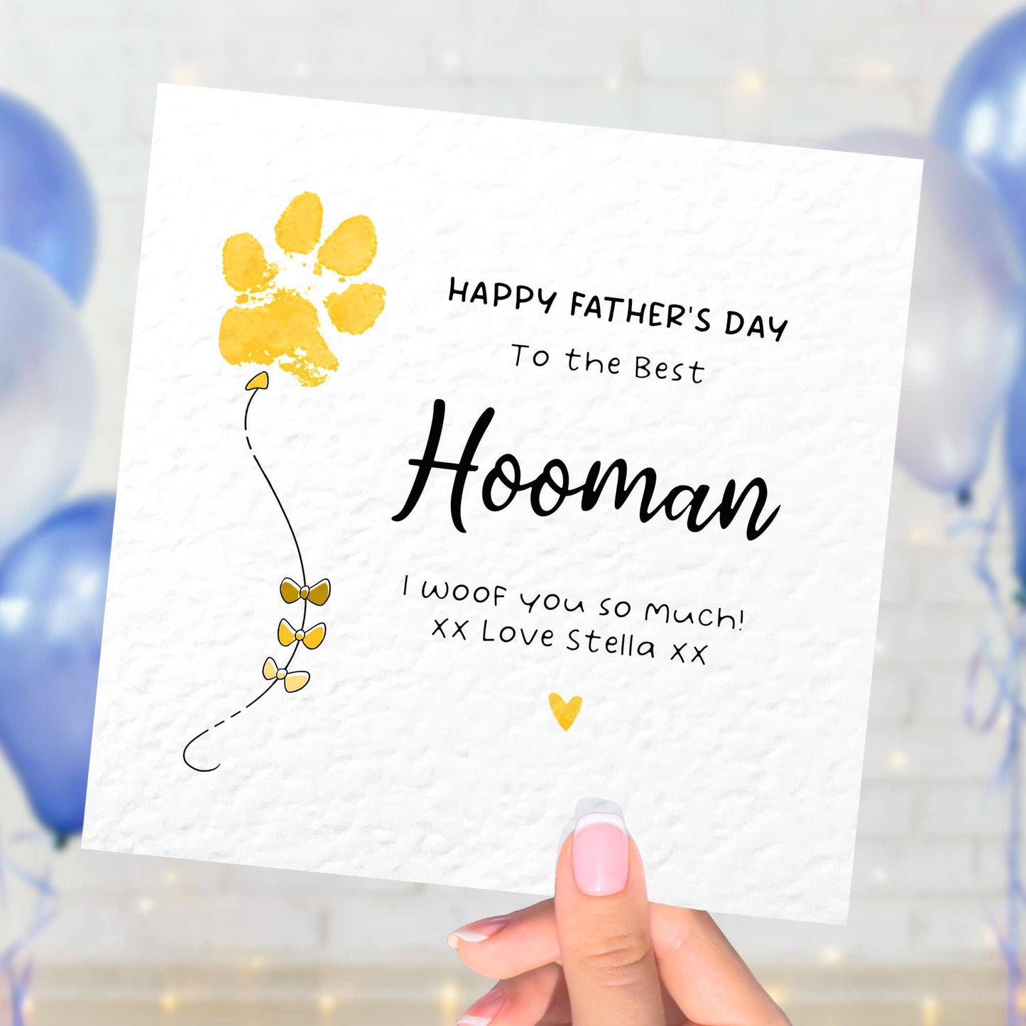Personalised Dog Fathers Day Card For Grandad – Paw Print Balloon