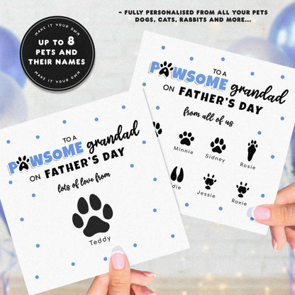 Grandad Father's Day Card from Pets – Personalised Paw Prints
