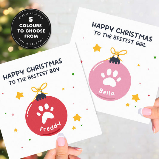 Christmas Card for Dogs & Pets – Personalised Bauble Design